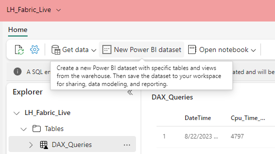 Part 4 – Creating a Power BI dataset and report using DirectLake