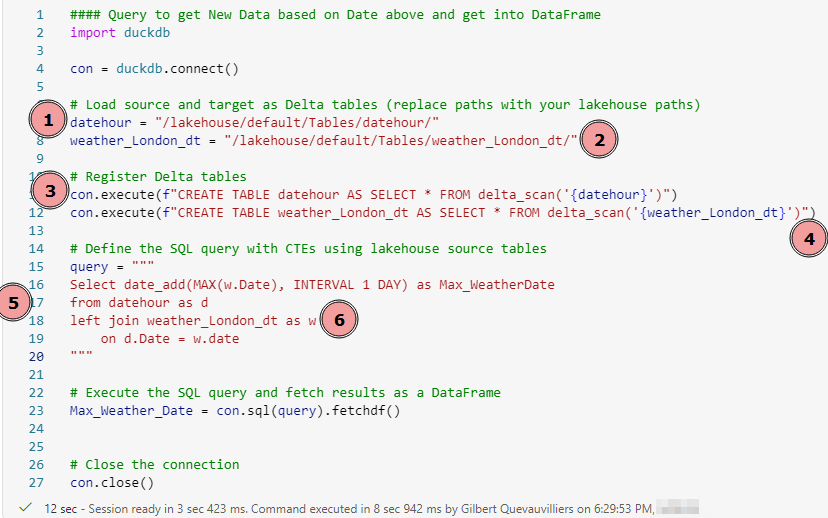 Using a Python Notebook to Query Multiple Lakehouse Tables into a Data frame