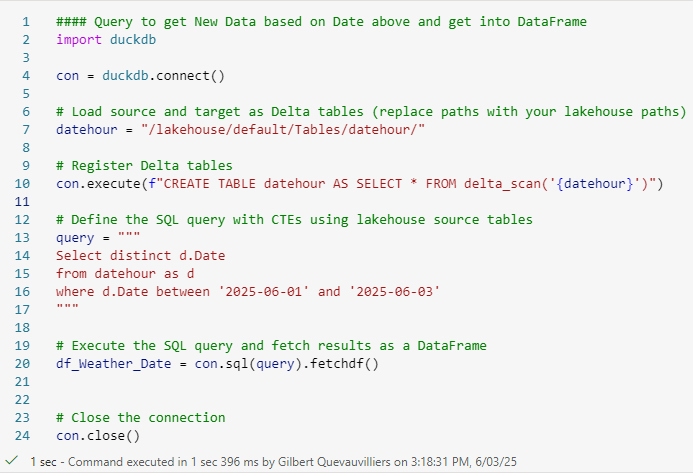 Using a Python Notebook Loop through a data frame and write once to a Lakehouse Table